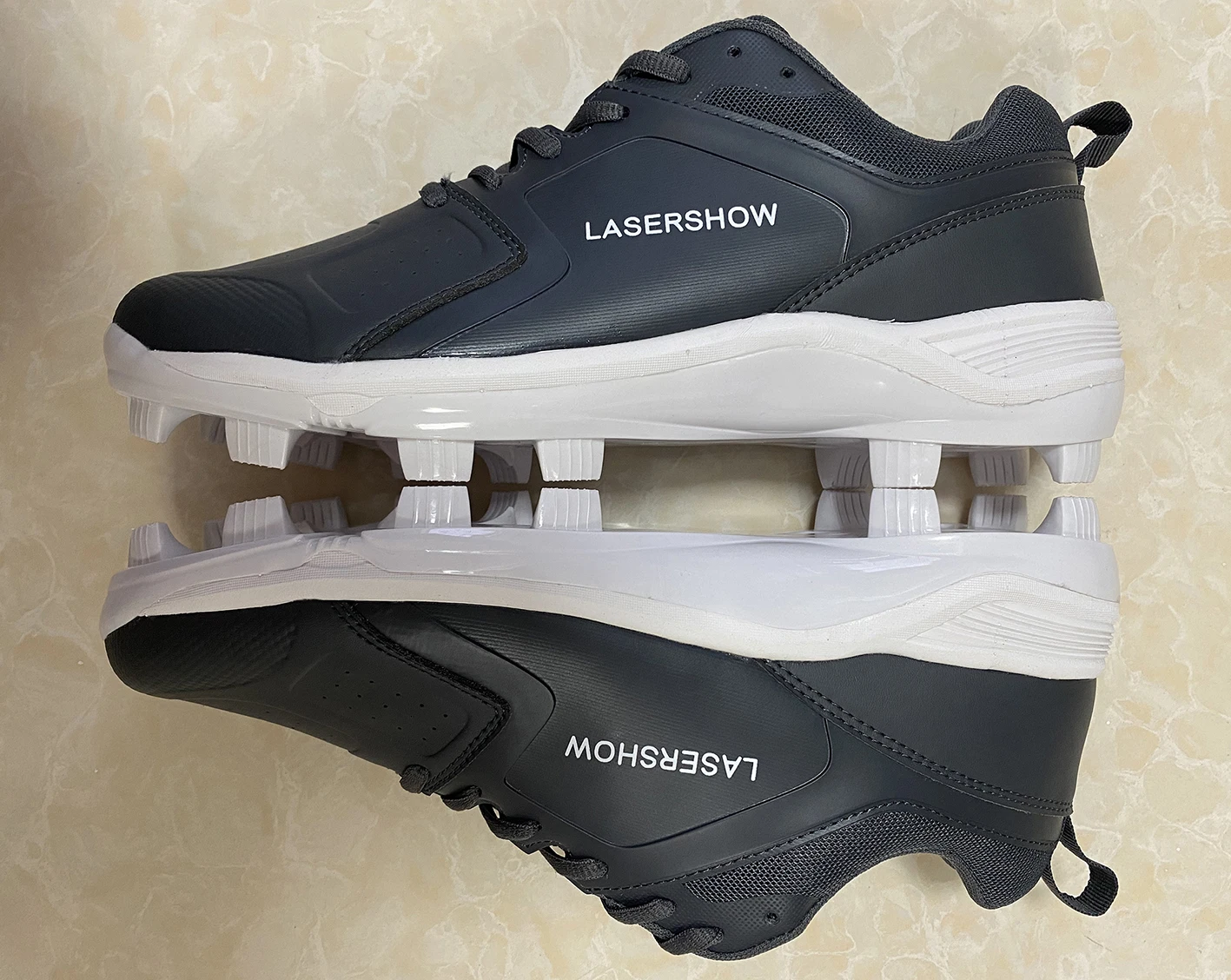 New design customized brand men grey training baseball sport shoes,anti-slip molded baseball TPU cleats shoes, zapatillas de bei