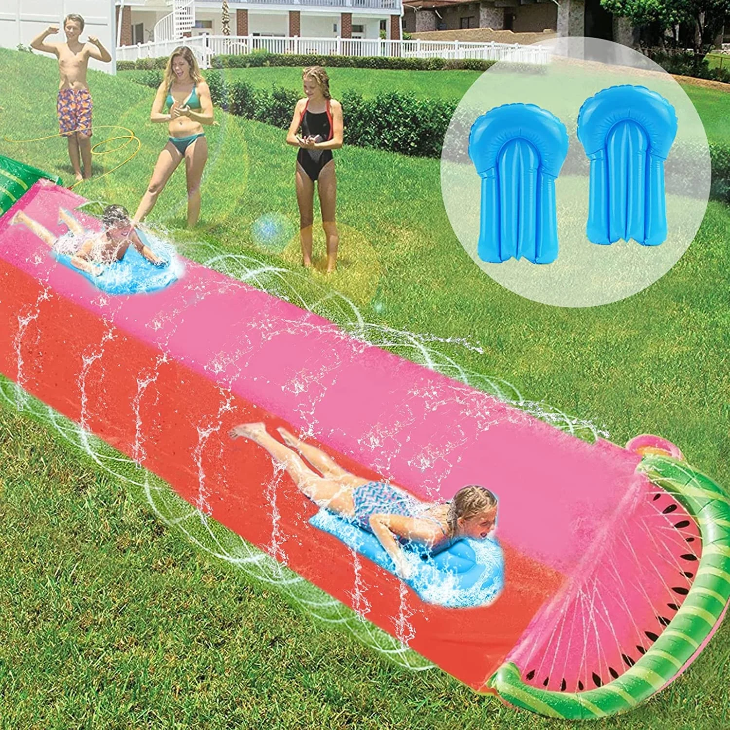 Wholesale custom backyard splash pool inflatable water slide and slip for kids