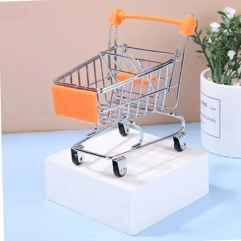 Mini Shopping Cart Kids Toys Simulation Supermarket Hand Trolleys Pretend Play Toy Kids Mini Trolley