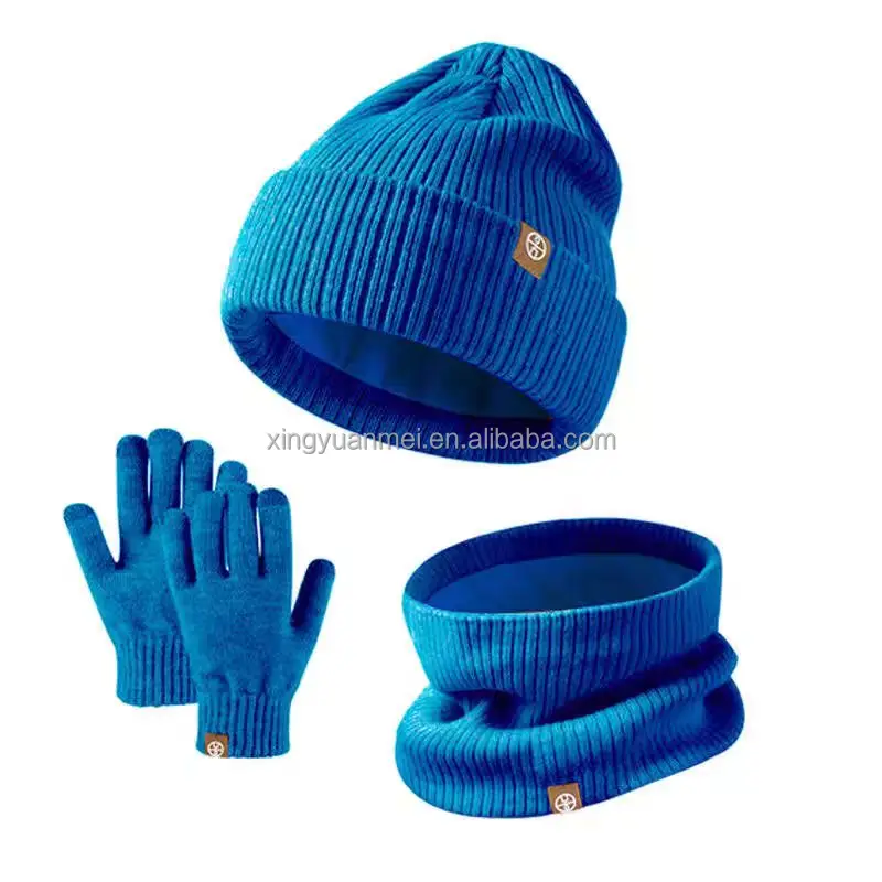 Beanies Baby Hat Pompom Winter Children Hat Knitted Cute Cap Scarf Gloves Suit For Girl Boy Casual Solid Color Hat Baby Beanies