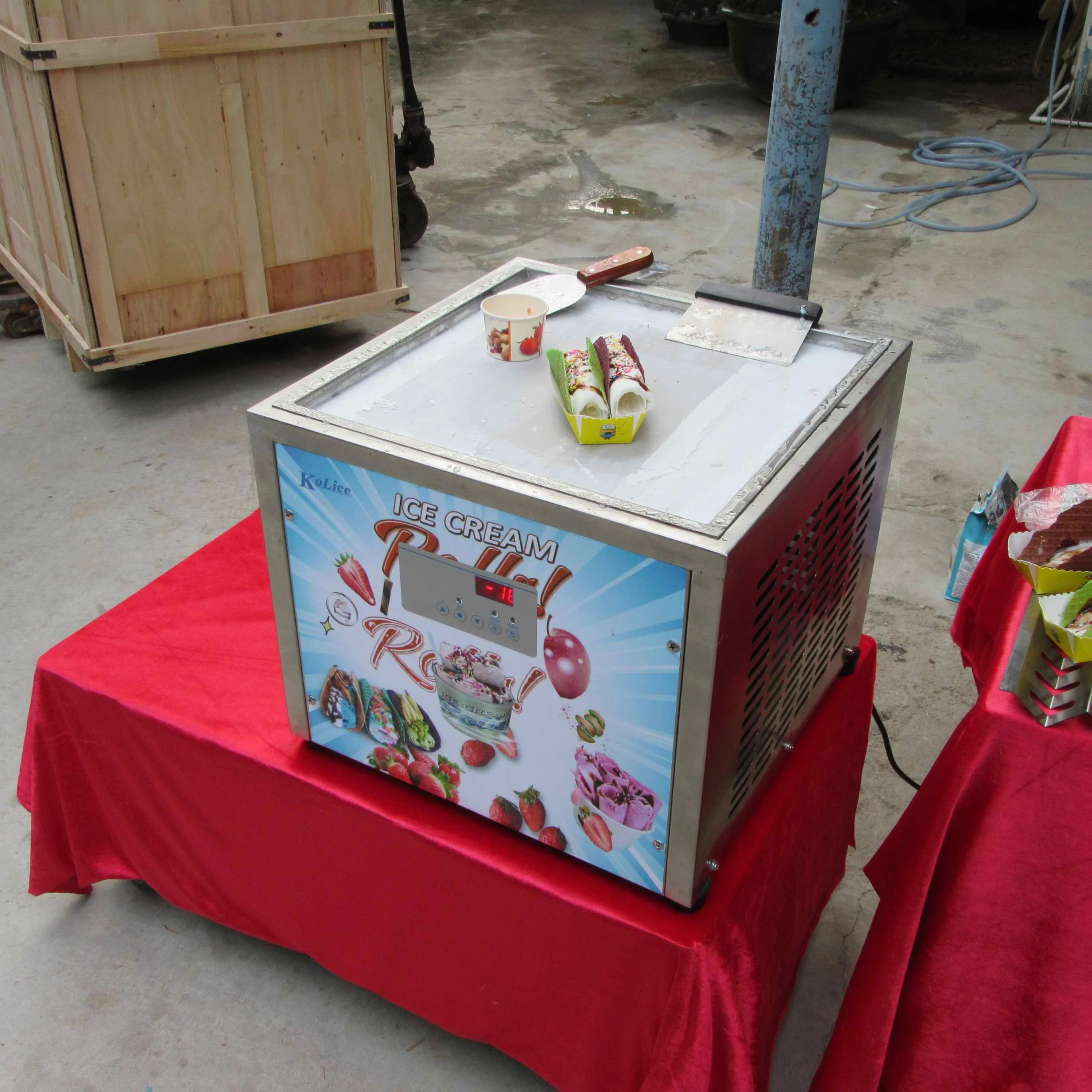 Kolice 45cm Square Pan Table Top Mini counter topping taco fried ice cream machine roll