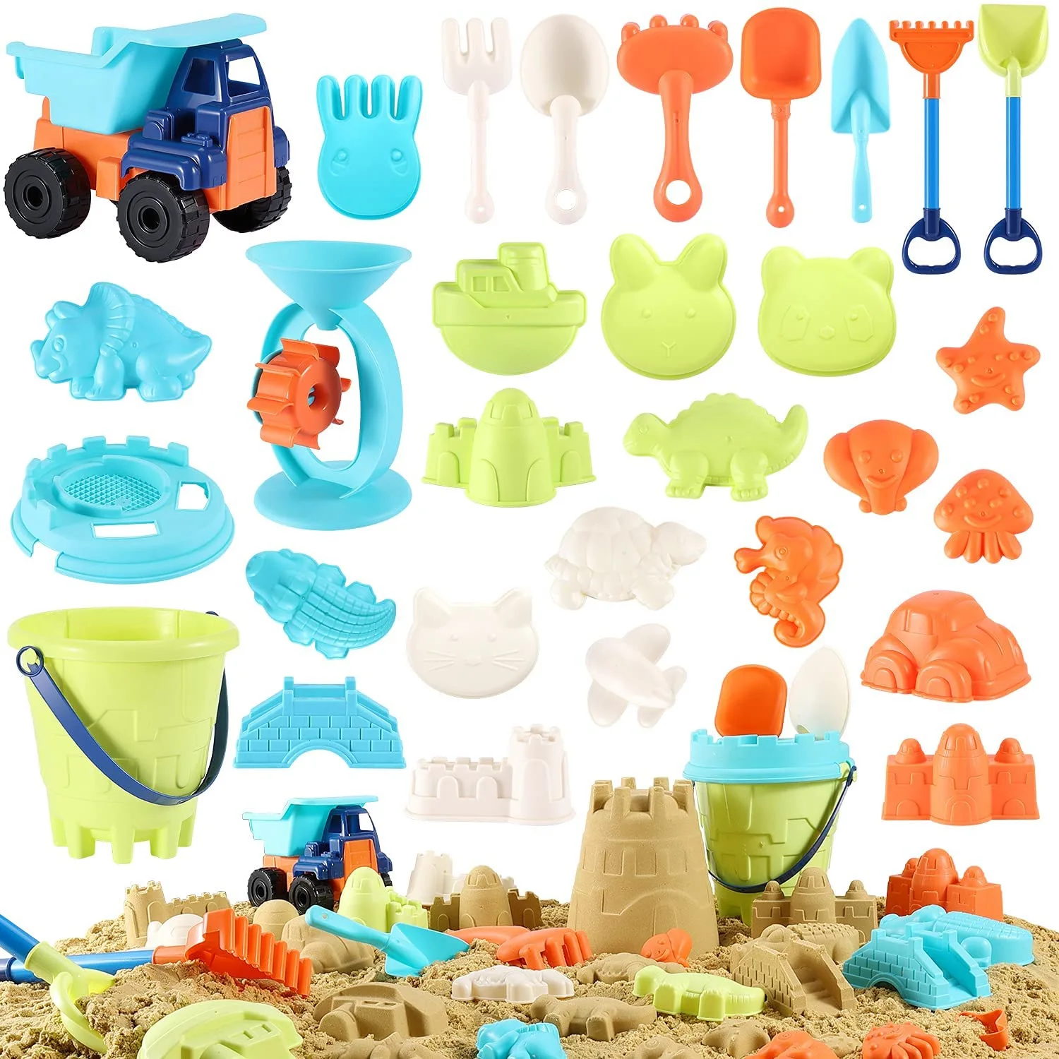 Tryme Beach Sand Molds Toys for Kids, Sandbox Toys with Animals, Sand Tools Compatible with Molding Clay and Play Sand