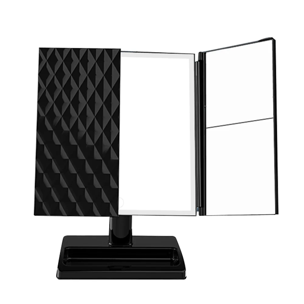 Touch Sensor Table Top Vanity Trifold Makeup Three Fold Make Up 10X Magnifying Tri Fold Makeup Mirror