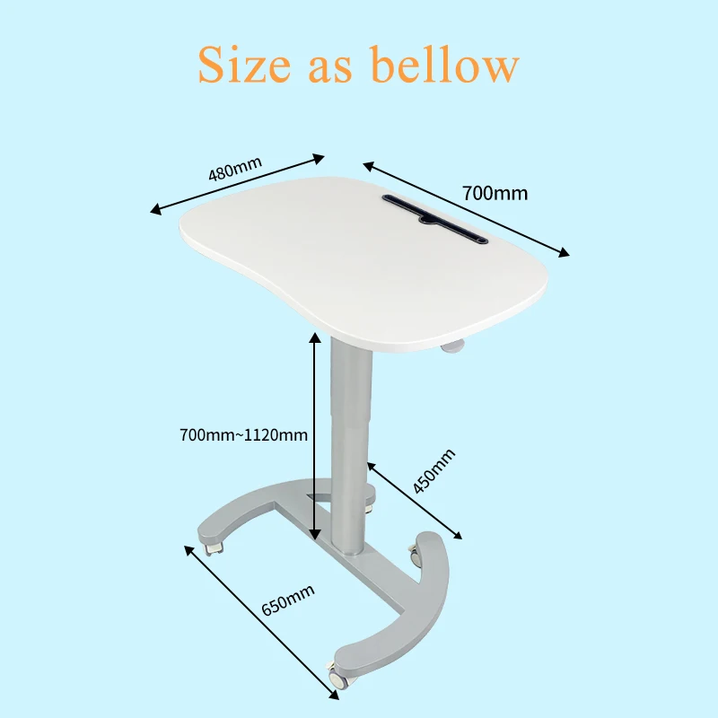 pneumatic table lift mobile standing laptop desk for study and work height adjustable computer desk with wheels