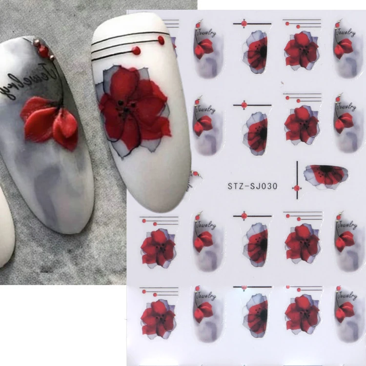 asianail Rose gold leaf back adhesive nail sticker abstract Nail Art Stickers