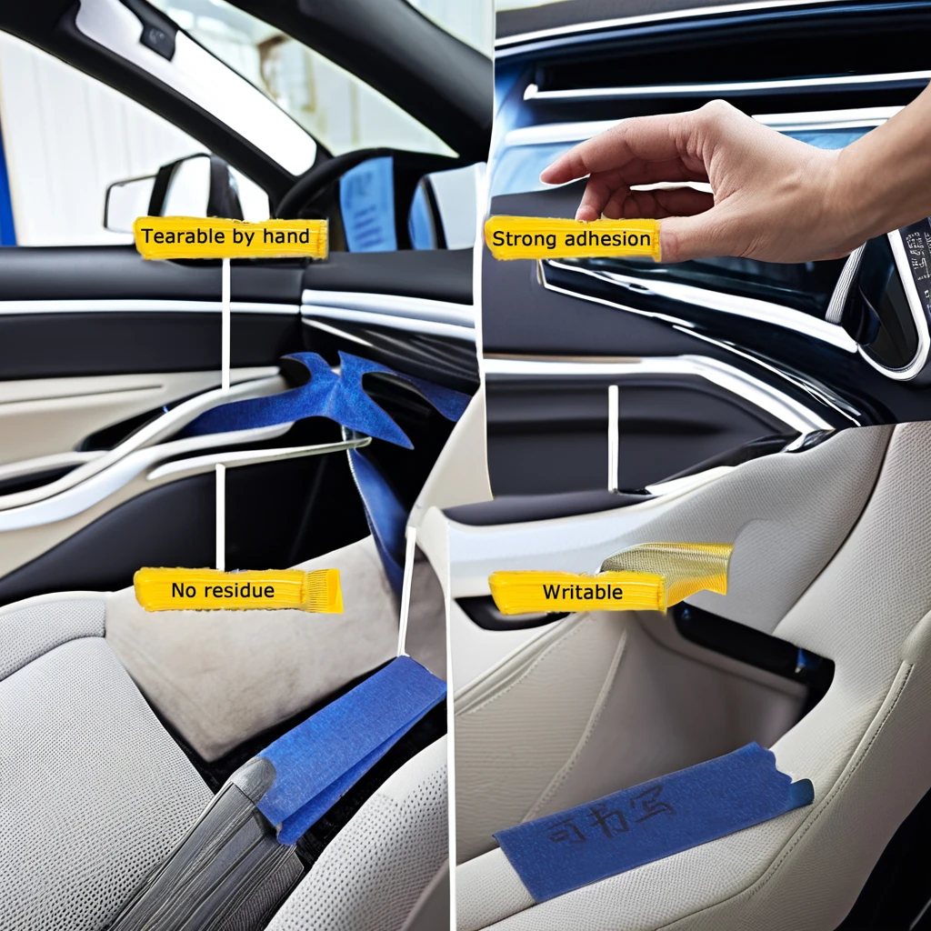 14 Days UV Resistance High Adhesive Rubber Crepe Blue Painters Masking Tape No Residue for Automotive Painting