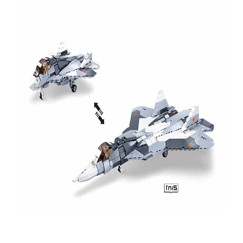 Sluban Building Blocks Military Series Army Set M38-B0986 SU-57 Fighter Jet Educational Construction Kits Fit With Leading Brand