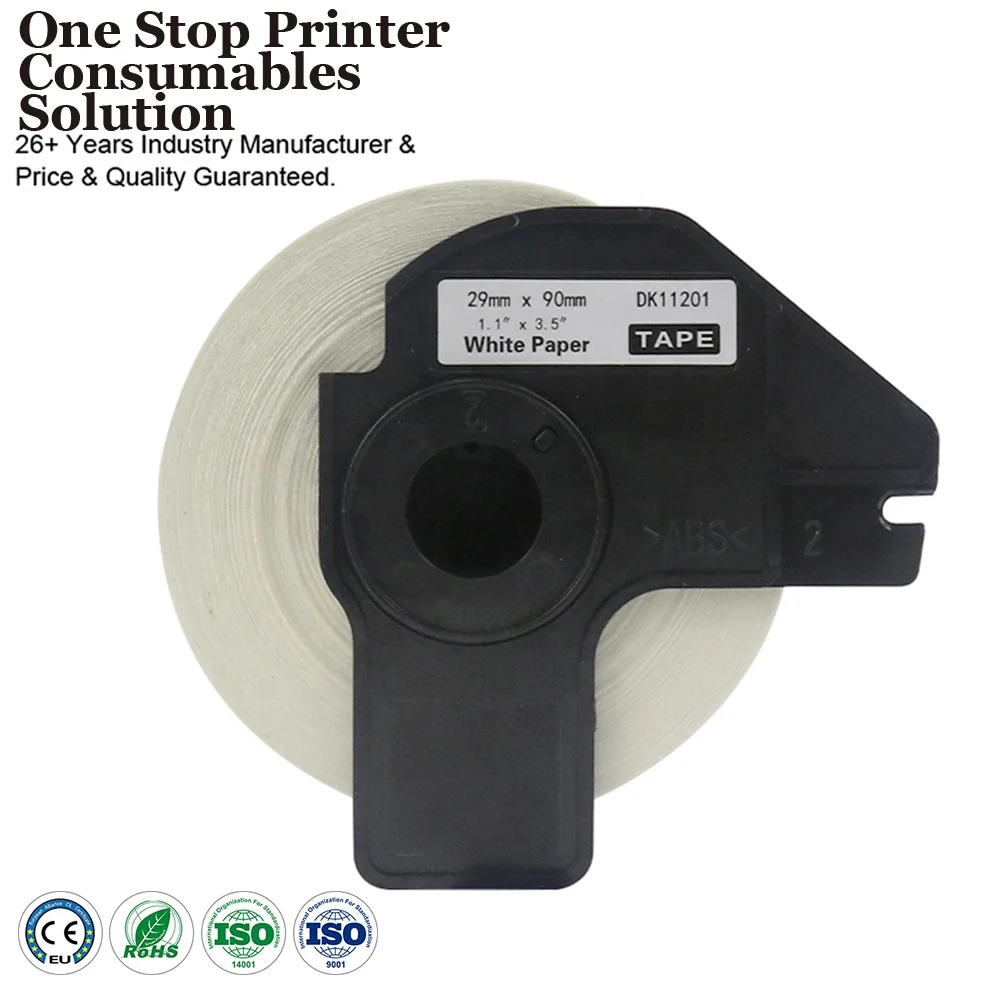 INK-мощность DK1201 DK-11201 DK11201 DK 11201 черного цвета на белом самоклеющиеся термобумаги рулона этикеток совместимый для принтера Brother