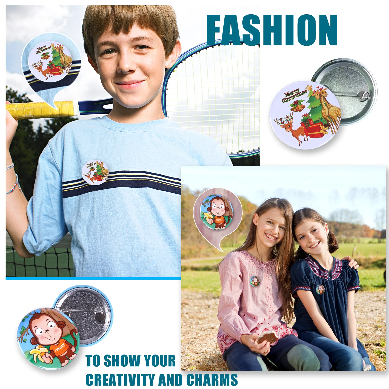 58mm(2.25in)  Button Parts Supplies Blank Pin Button Badge Material, Round Pin for button maker machine