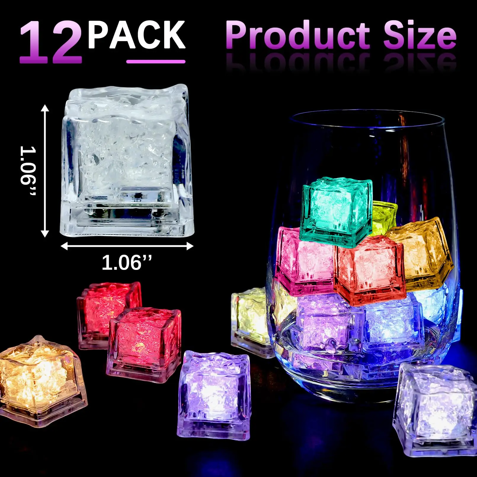 Best LED Glow Ice Cube Fast Slow Flashing LED Lights Glitter Light Up Ice Cube LED Ice Cubes For Party Bar party