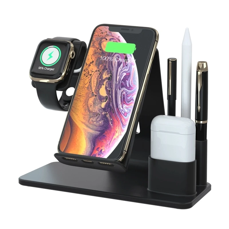 Unique 2020 Smart Watch Stand Wireless Charger N36 4 in 1Phone Charging Station with USB Port for watch earphones