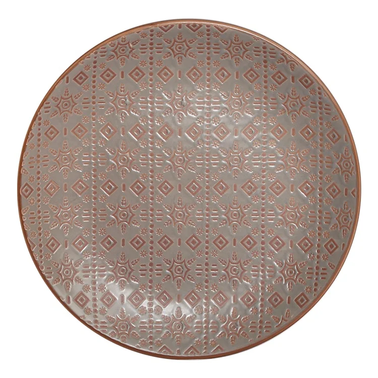 High quality ceramic plate matt glaze printed ceramic Chinese plate