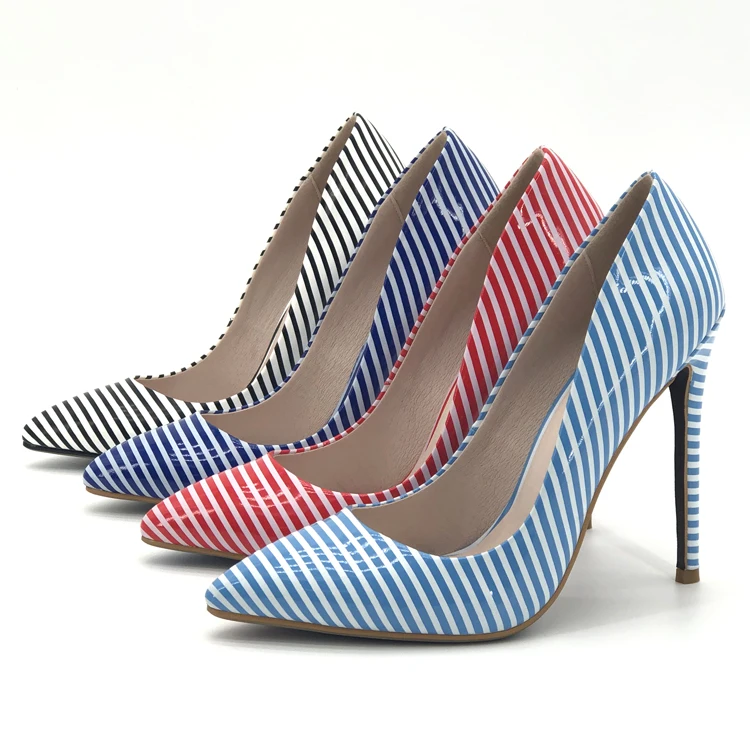 Girls Stripe Bulk Footwear Sexy Models Women Free Size Large Size High Heel 42 43 44 45 46 47 Pump Supplier High-Heeled Shoes