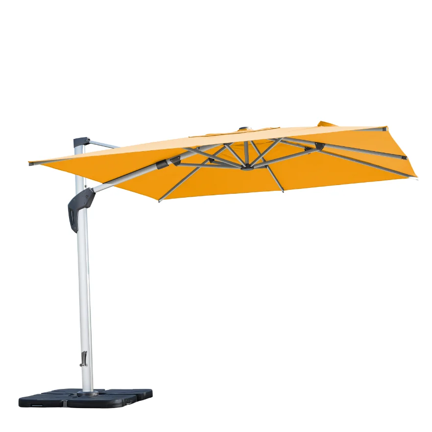 Luxury 3*3m square waterproof windproof outdoor umbrella roman parasol with lighting for garden