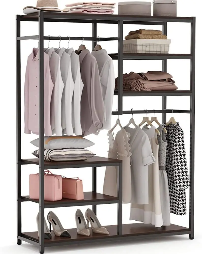 Free-standing Closet Organizer Clothing Shops Display Stands Clothes Garment Racks