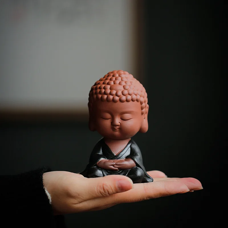 
Creative purple sand small Buddha tea ornaments Samanera tea-soaked tea pet ceremony decorations 