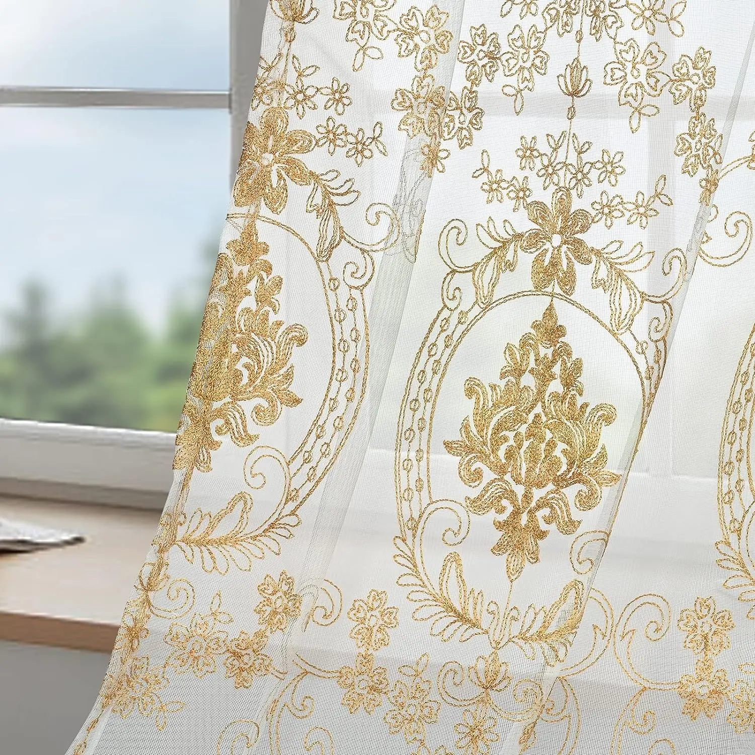 Wholesale nice knitted mesh curtain fabric flowers embroidery curtain fabric wholesale from china