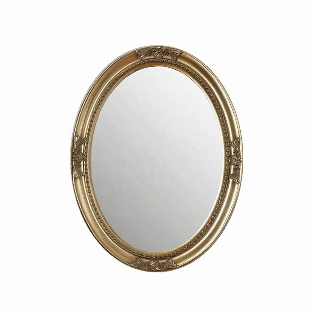 Home Decorative Oval Wall-Mounted Resin Frame Bathroom Vanity Mirror Painted Love Style with Painting Pattern