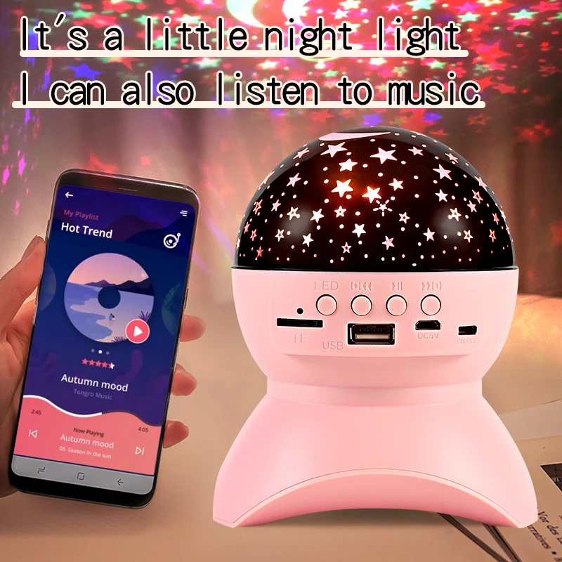 new USB battery rechargeable multicolors wifi bluetooth music led 6w starry projector night light for kids baby
