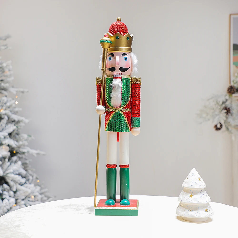 2024 New  Creative Christmas Walnut Gift Nutcracker Home Decor with British Soldier Doll Artwork Wood