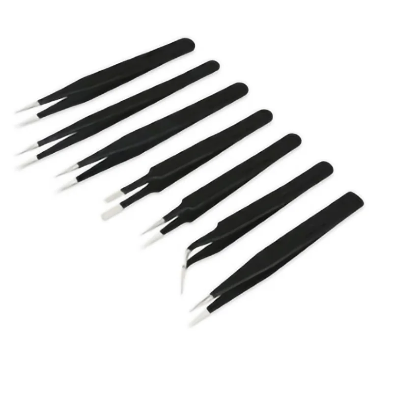 Прецизионный Пинцет Набор профессиональных анти-статический из нержавеющей стали комплект изогнутые пинцеты для рукоделия украшения электроника