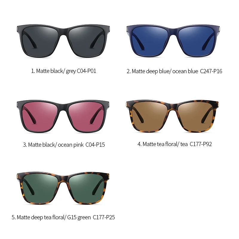 Classical Retro Shade Design Sunglasses Mens Polarized Fashionable Rectangle Frames Sun Glasses