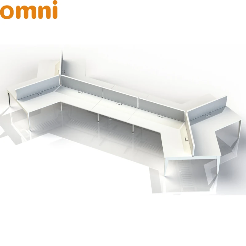 Modular design office table for 6 person 120 degree office workstation