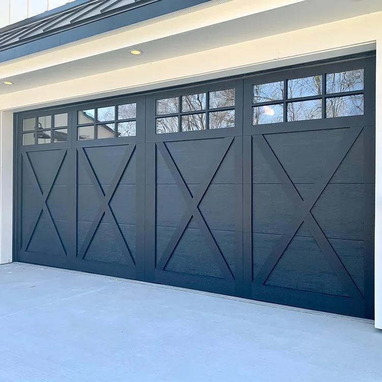 Aluminium Sectional Sliding Garage Door 16x8 Overhead Carriage Gate Insulated Fold Up Garage Doors with Transparent Windows