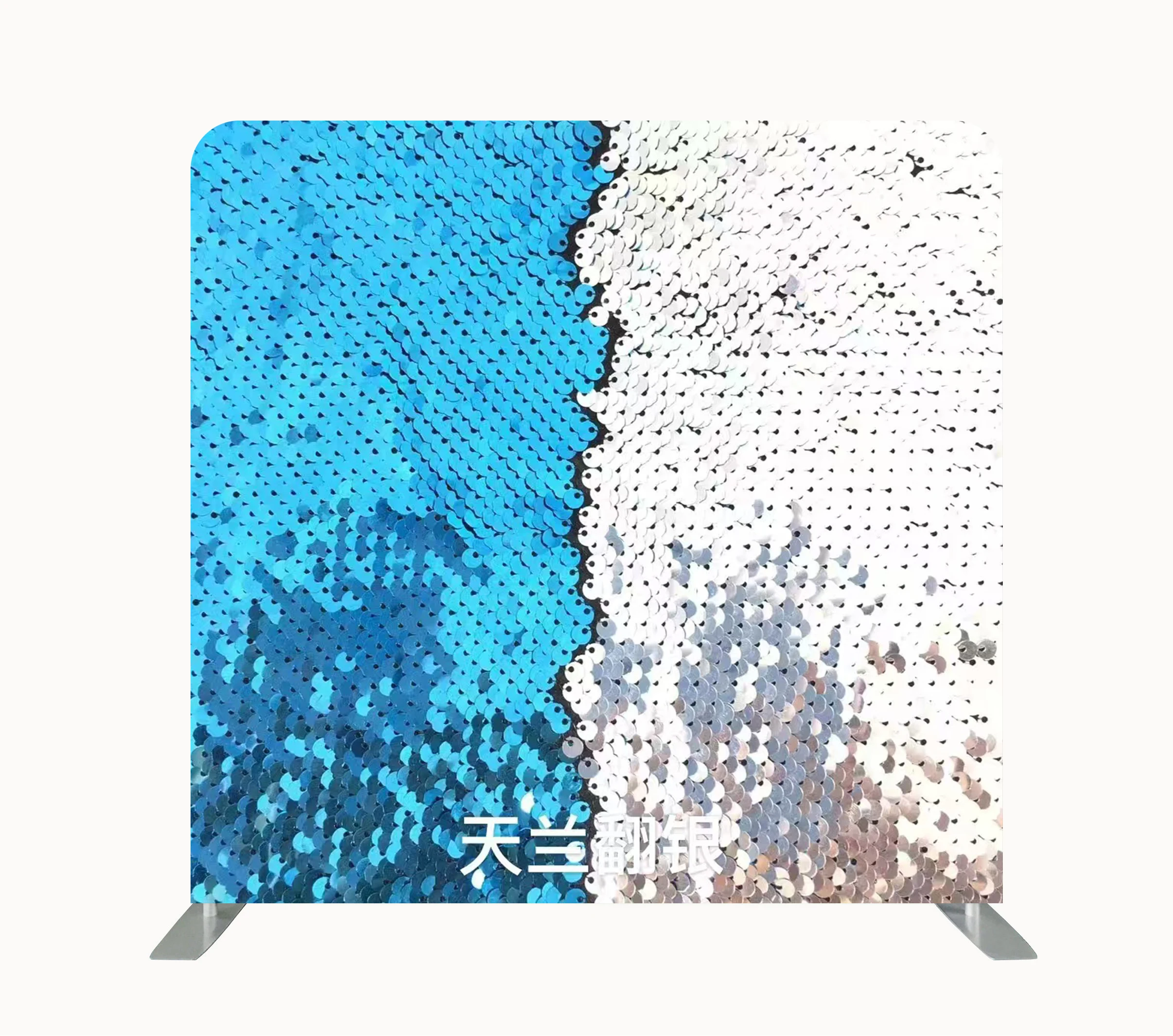 sliver fabric 8ft Aluminum Tube Stand Tension Fabric Pillowcase Cover Photo Booth Backdrop Customized Double-sided graffiti