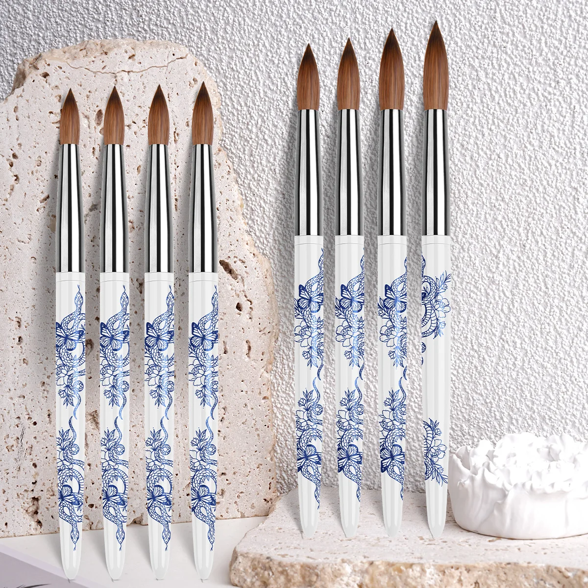 2025 Luxury USA Size Acrylic Brush Kolinsky Snake Printing Metal Handle 100% Kolinsky Acrylic Nail Brush