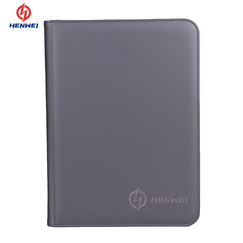 China Manufacturer embroidery PU Leather Diamond Texture Custom 9 Pocket Sports Card Collection Binder Album