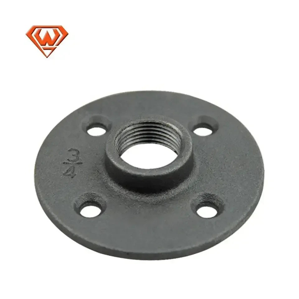 Cast Iron Decorative Dn15 And 20 Black Color Floor Flange Malleable Iron Pipe Fittings For Furniture