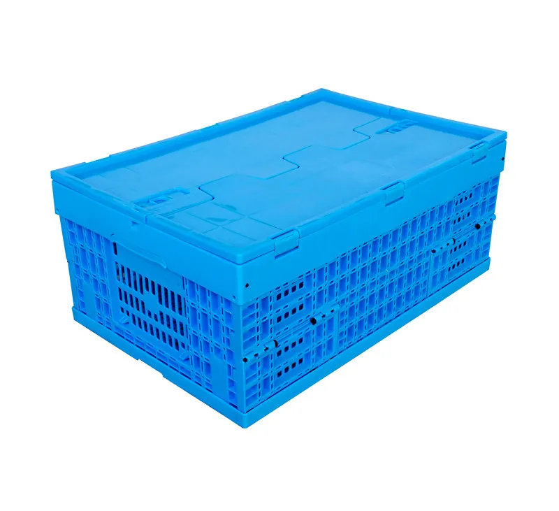 ENLIGHTENING-PLAST Customised Plastic Foldable Container Box with Lid, Sale Folding Closed Stable Plastic Moving Crates