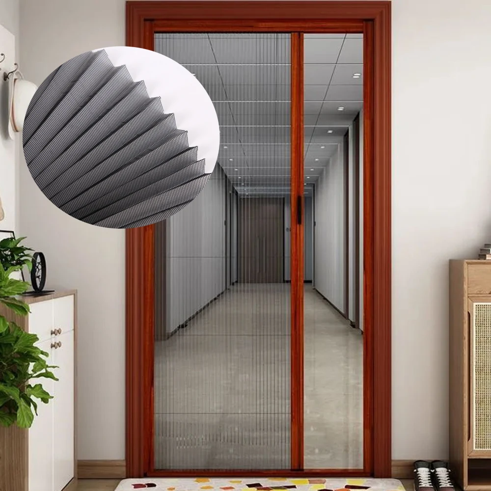 Pleated Mosquito Screen Netting Bug Proof Fiberglass Mesh Anti Plisse Insect Flyscreen Mesh Door
