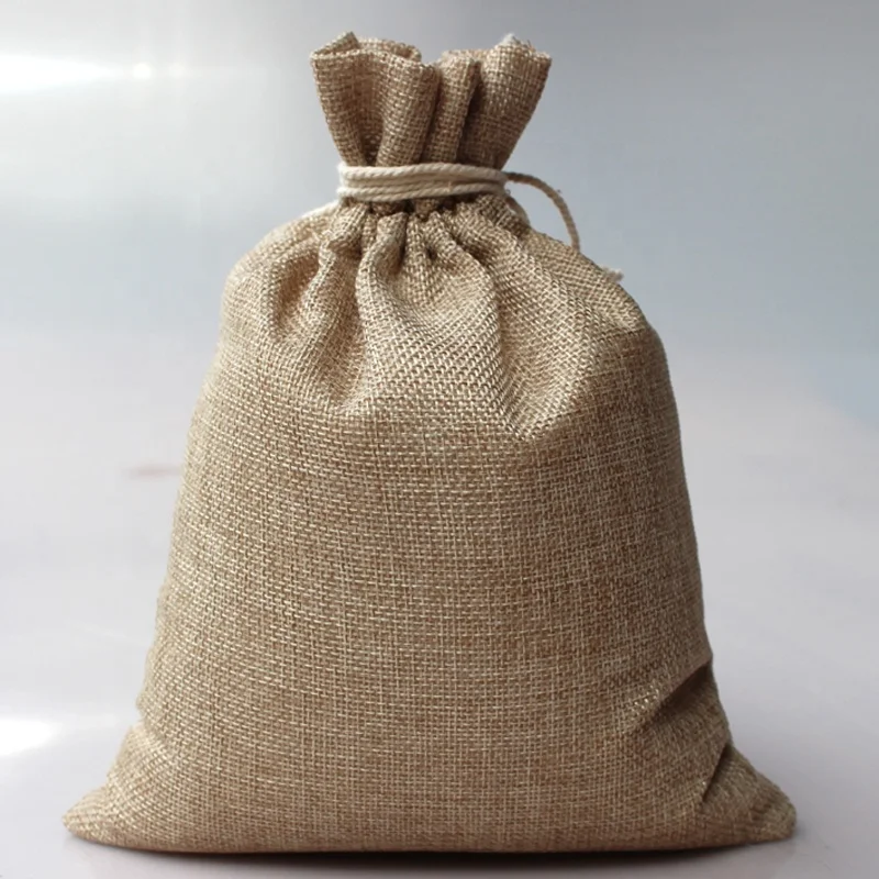 Cheap best quality custom logo printed natural burlap linen drawstring sack recycle jute cloth bags