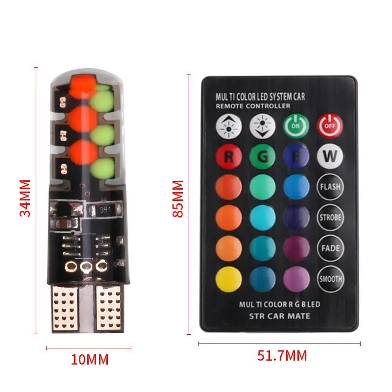 
Latest COB 12 Chips Silicon Memory Function Reading Light Bulb T10 LED RGB with Remote Controller 