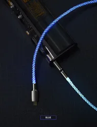 New Rgb 5a Colorful Gradual Ziny Alloy Changing Data Cord Usb Type C Led Light Glow Multicolor Gradient 66w Fast Charge Cable