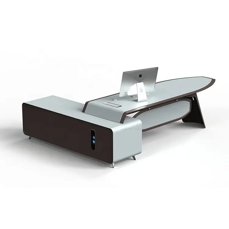 luxury modern large mdf wooden leather office top laptop computer table desk executive ceo desk set furniture manager desk