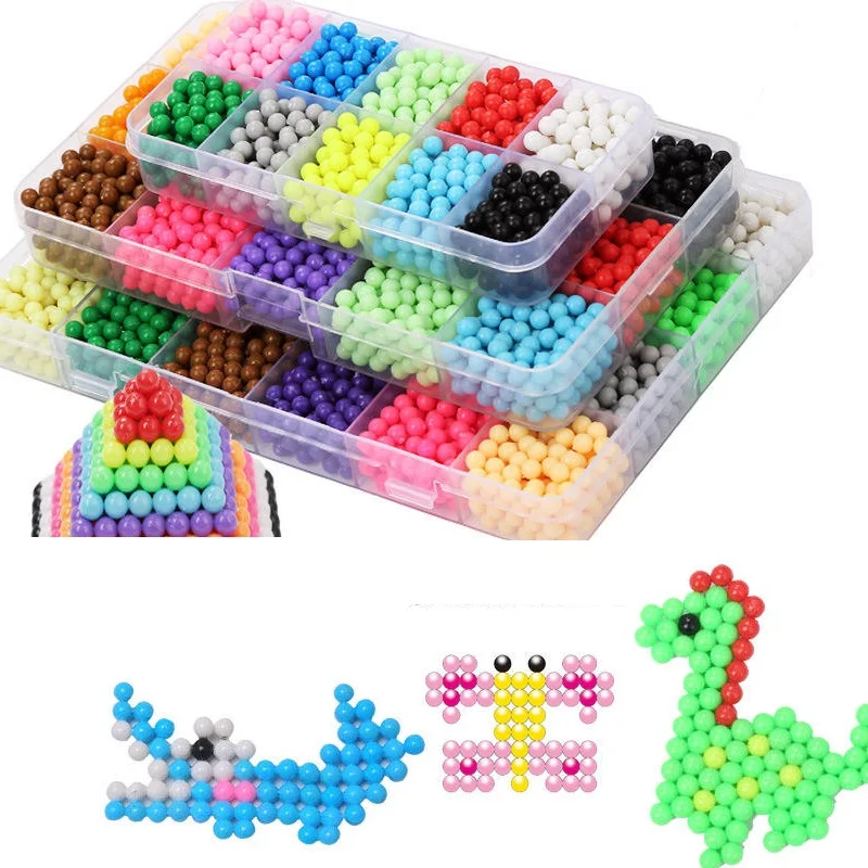 Colorful Water Spray Fuse Beads Educational Toy Water Aqua Fuse Beads Set With Tweezers Peg Mat Case For Kids