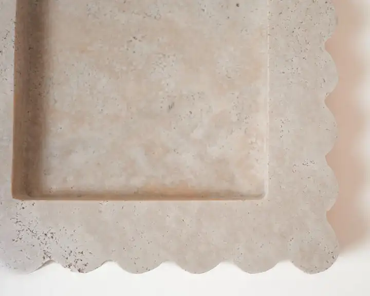 Stonekocc Scalloped Edge Mini Square Box Tray Serving Cachall Marble Tray Luxury Stone Dish