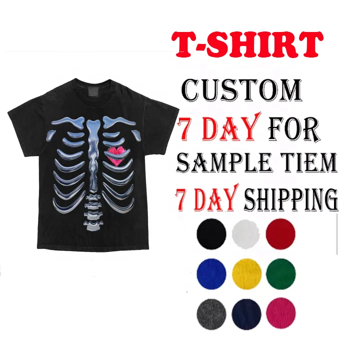 Custom t-shirt manufacturer logo plush embroidery quality top custom 3d puff print heavy t shirt loose t shir puff print t-shirt