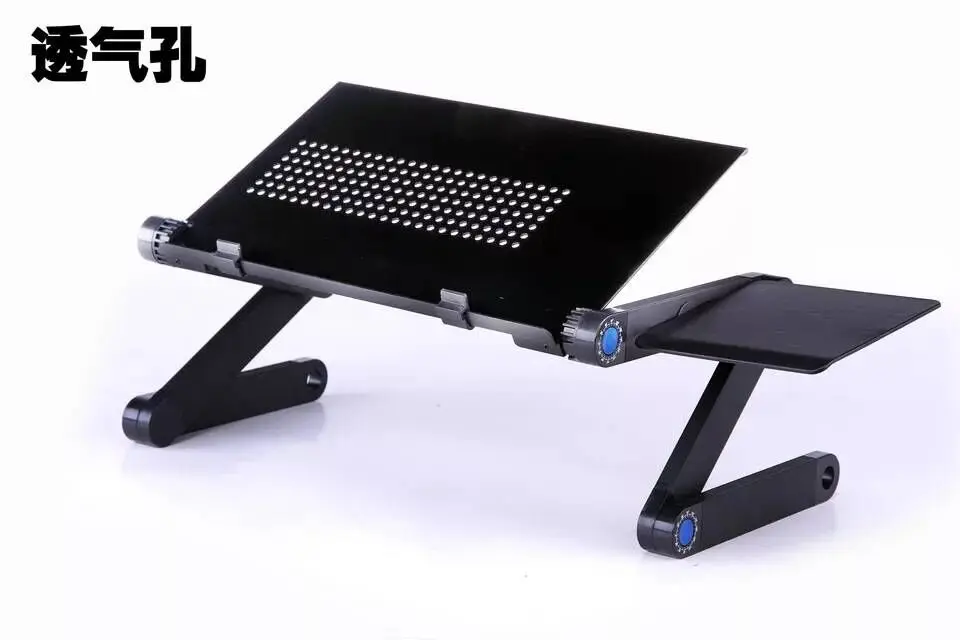 factory supply small size aluminum folding laptop bed table with fan