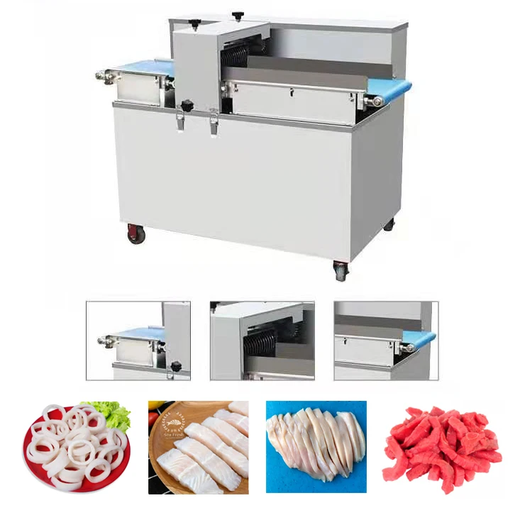 Commercial Bacon Frozen Meat Strip Dicing Slicing Making Machine Electric Mini Cold Meat Cube Slicer Cutter Cubes Belt Blades