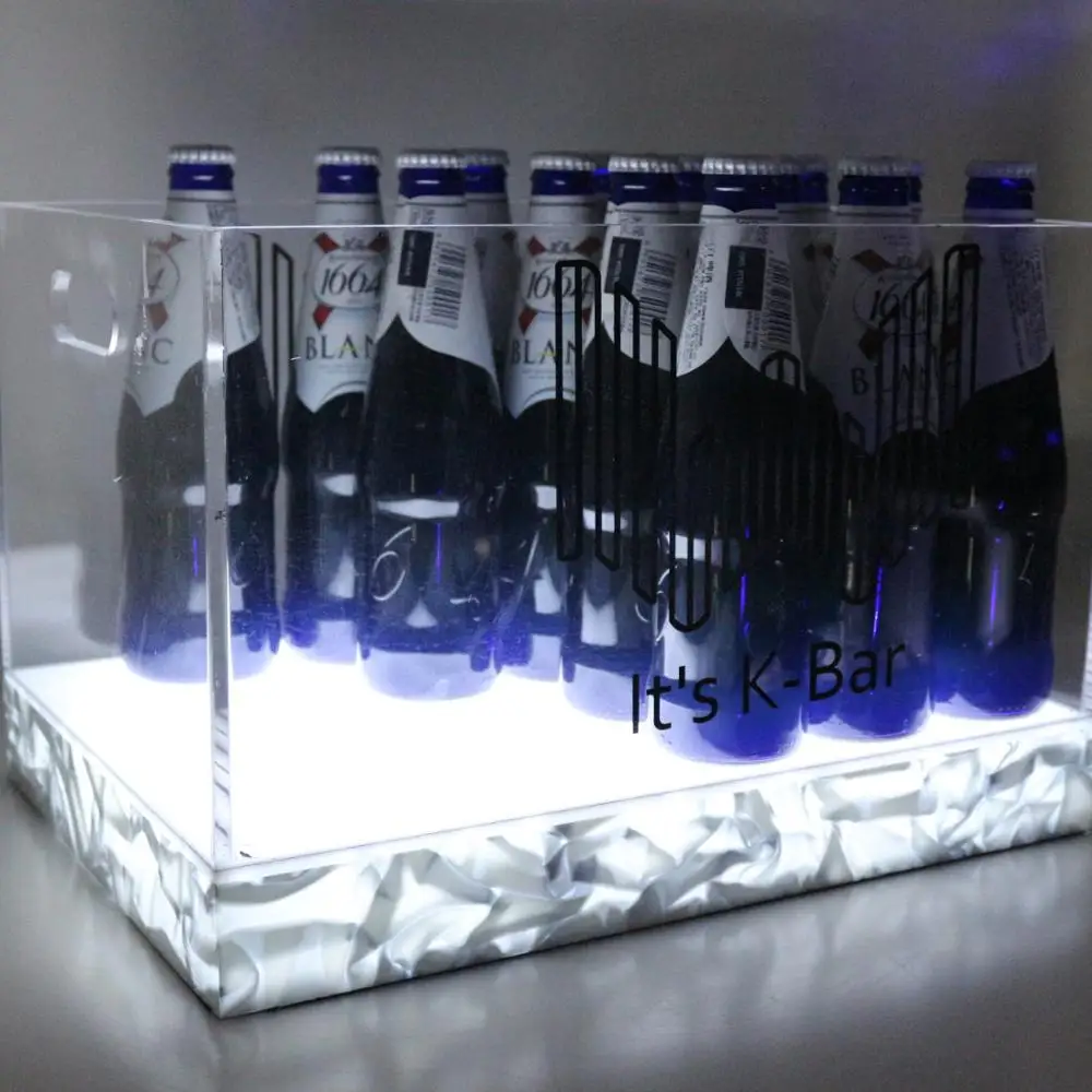 Wholesale Light Up Acrylic Ice Bucket with Customized Base Pattern