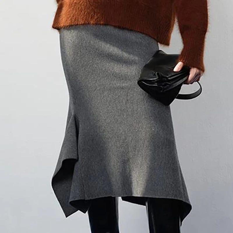 Solid color comfortable soft fashion custom knitted women skirt