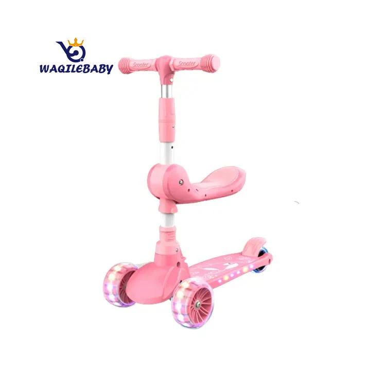 WQL 3 in 1 foldable children  scooter 3 wheel scooter for kids with music and light