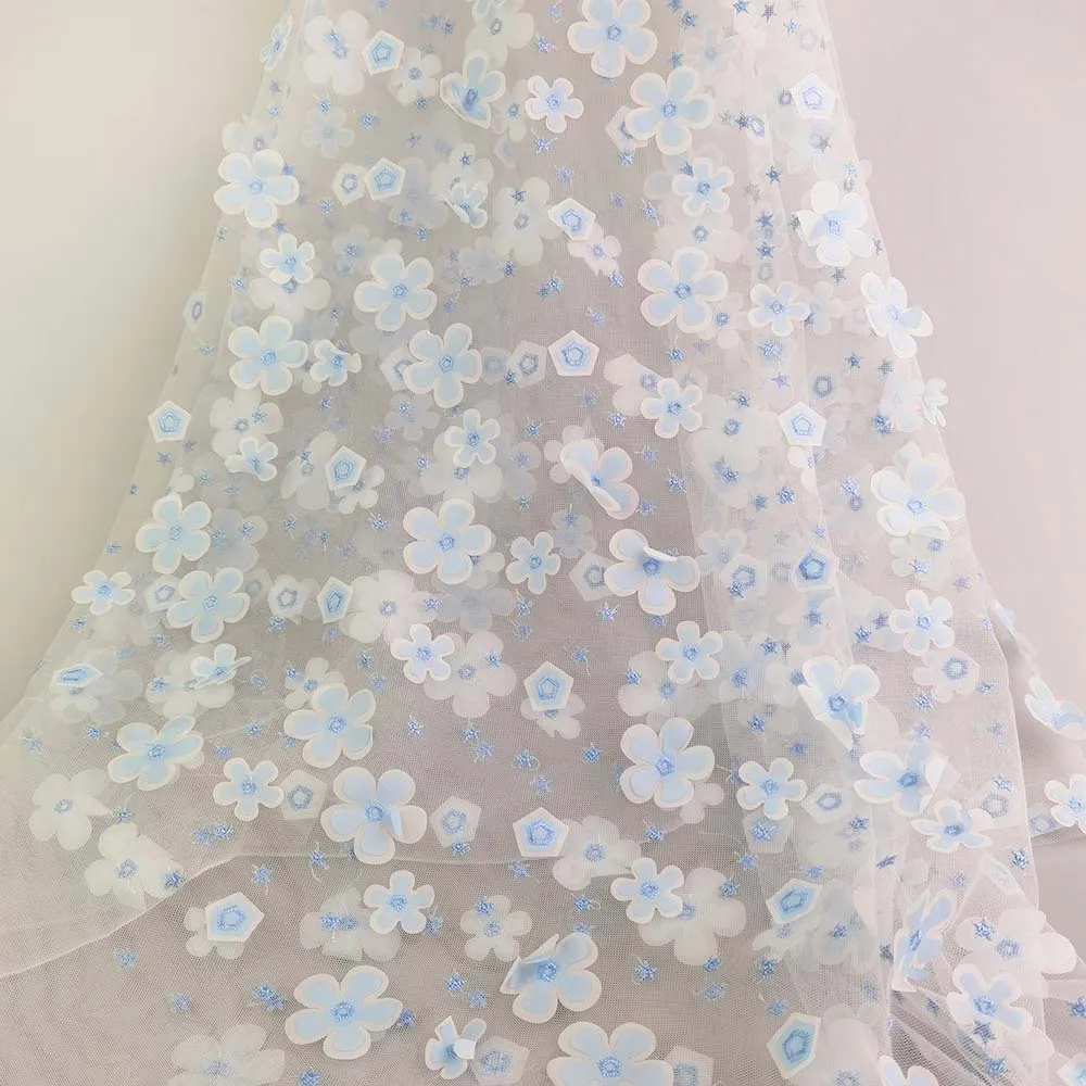 3D Flower Design Tulle Embroidery fabric