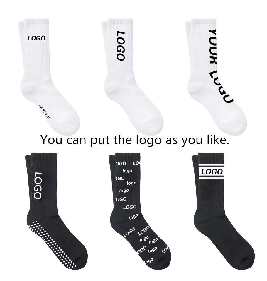 Custom Logo Design Own Men Crew Socks Private Your Label Bamboo Cotton White Black Basketball Man Sport Socks