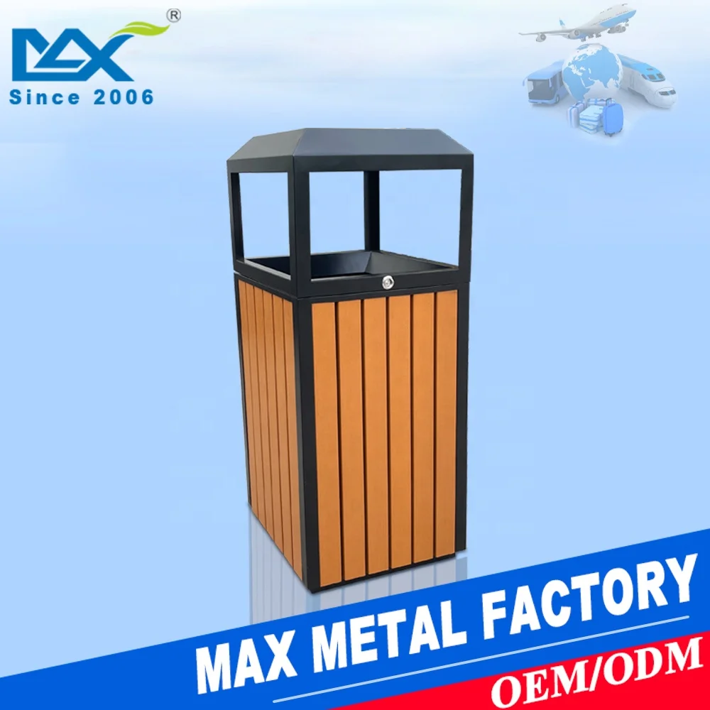Стальная деревянная уличная корзина для мусора школы и улицы