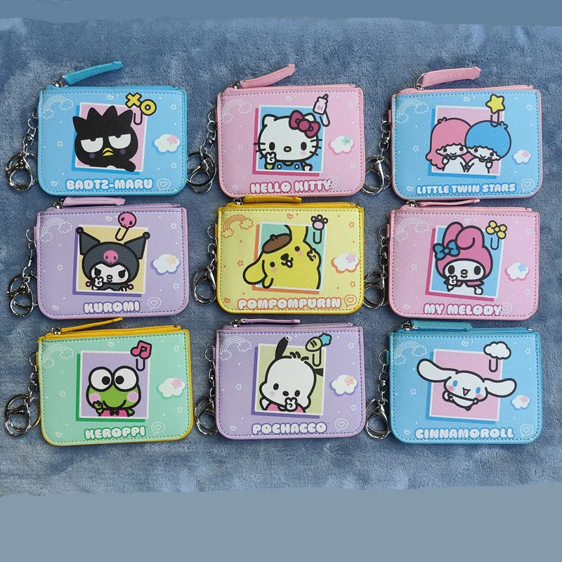 9 Designs 9*12cm Sanrios Kuromi PU Card Bag Cartoon Melody Coin Purse Bus ID Card Holder with kids Wallets & Cardholders